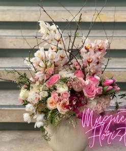 Elegant Romance Symphony: A Harmonious Fusion of Orchids, Roses, and Blooms