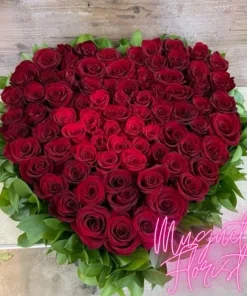 Eternal Flame of Love: A Heart-Shaped Arrangement of 100 Red Roses