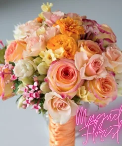 Peach Sorbet Splendor: A Bridal Bouquet of Elegance