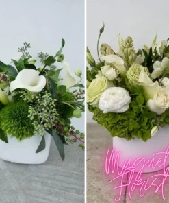 Teatime Elegance: A Pretty Green Cup Flower Arrangement