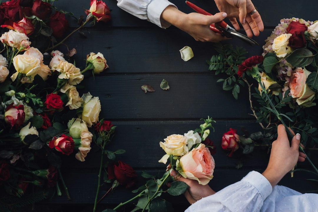 Our florists hand-arranging fresh blooms